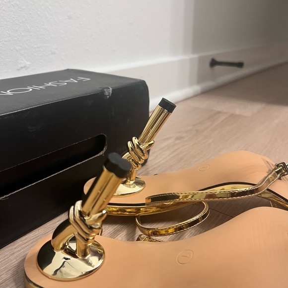 Fashion Nova Gold Strappy Heels - Picture 8 of 8